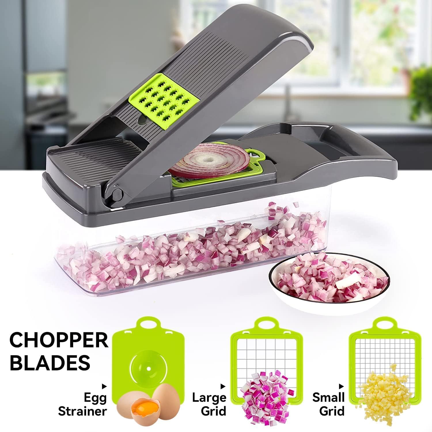 Multi-Function Vegetable Chopper Onion Mincer Chopper 12 in 1 Pro Veggie Slicer Dicer Cutter with Container for Potatoes, Tomatoes, Zucchini, Garlic, Eggs, Cucumbers