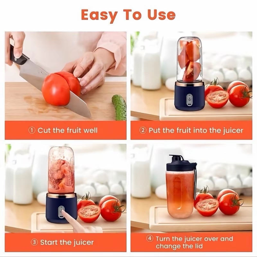 Portable Usb Rechargeable Small Juicer Cup Multifunctional Smoothie Blender For Outdoor & Household Use