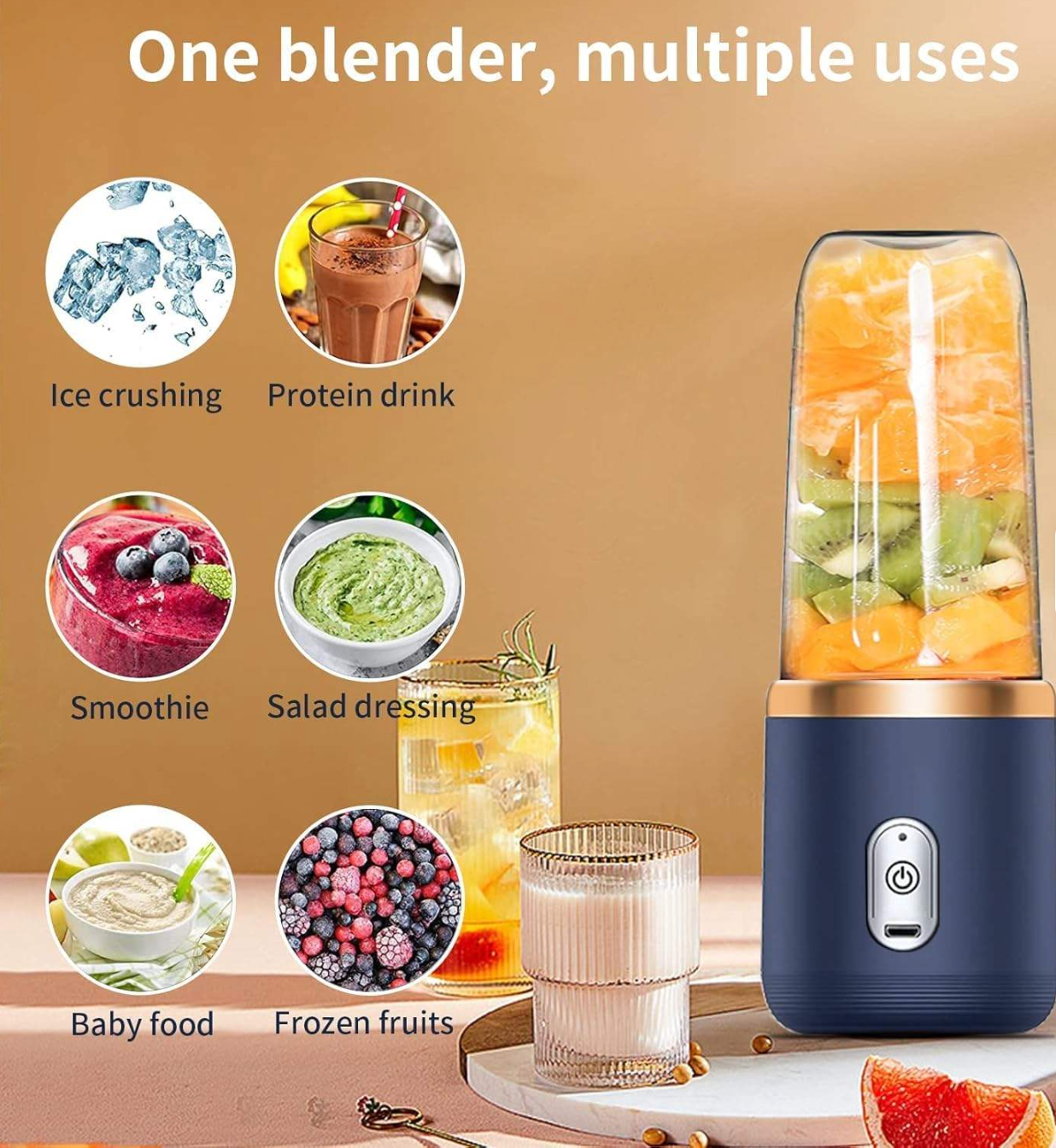 Portable Usb Rechargeable Small Juicer Cup Multifunctional Smoothie Blender For Outdoor & Household Use